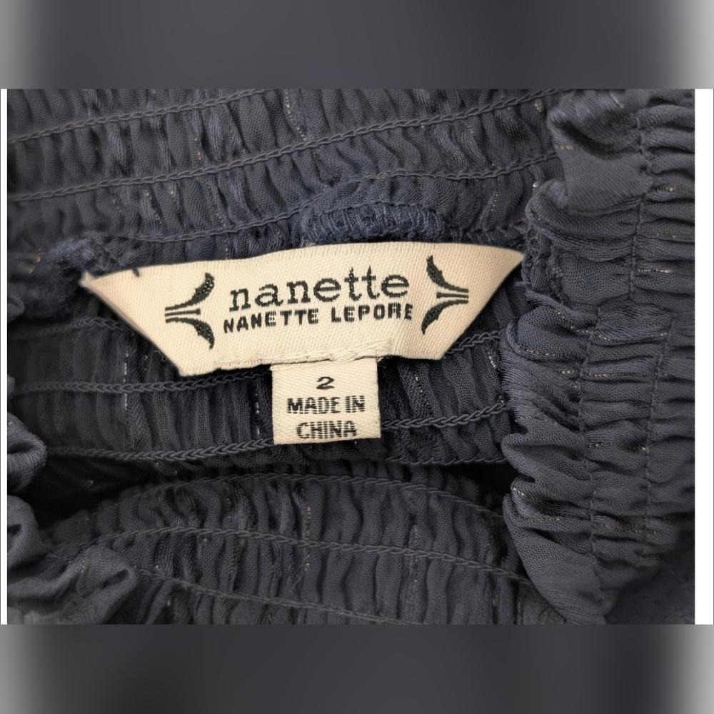 NWT Nanette Lepore Size 2 Navy Blue Asymmetrical Dress High Neck Clinched Waist - Picture 12 of 14
